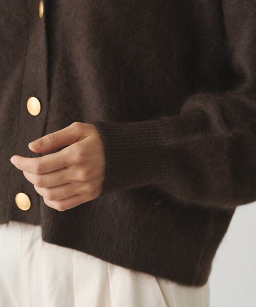 LOUNGEDRESS（ラウンジドレス）の「シャギーショートニットカーディガン（カーディガン/ボレロ・レディース・グレー/オフホワイト/ブラウン・FREE）」の10枚目の写真
