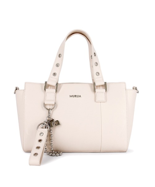 MURUA（ムルーア）の「MURUA(ムルーア)2WAYハンドバッグ MR-B1404 ベルトチャーム（ハンドバッグ・レディース・アイボリー/ブラック・FREE）」の9枚目の写真