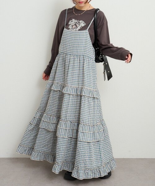 w closet（ダブルクローゼット）の「アソートティアードワンピース（ワンピース・レディース・ブラック/ブラウン/ブルー/オフホワイト・FREE）」の4枚目の写真