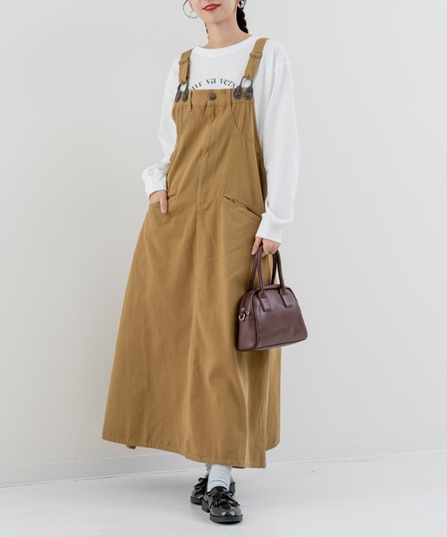 refinedworks（リファインドワークス）の「【refinedworks】秋カラー が魅力的な サロペットスカート！（サロペット/オーバーオール・レディース・ベージュ/カーキ/チャコールグレー・FREE）」の3枚目の写真