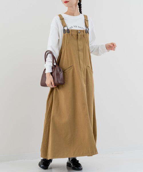 refinedworks（リファインドワークス）の「【refinedworks】秋カラー が魅力的な サロペットスカート！（サロペット/オーバーオール・レディース・ベージュ/カーキ/チャコールグレー・FREE）」の11枚目の写真