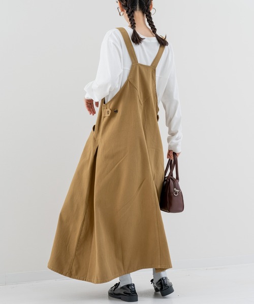 refinedworks（リファインドワークス）の「【refinedworks】秋カラー が魅力的な サロペットスカート！（サロペット/オーバーオール・レディース・ベージュ/カーキ/チャコールグレー・FREE）」の12枚目の写真