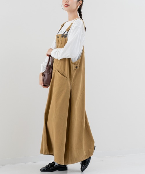 refinedworks（リファインドワークス）の「【refinedworks】秋カラー が魅力的な サロペットスカート！（サロペット/オーバーオール・レディース・ベージュ/カーキ/チャコールグレー・FREE）」の13枚目の写真