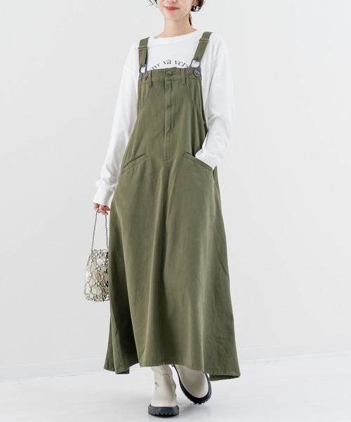 refinedworks（リファインドワークス）の「【refinedworks】秋カラー が魅力的な サロペットスカート！（サロペット/オーバーオール・レディース・ベージュ/カーキ/チャコールグレー・FREE）」の14枚目の写真