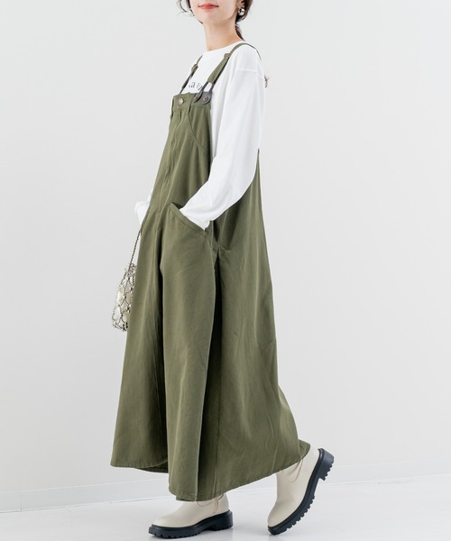 refinedworks（リファインドワークス）の「【refinedworks】秋カラー が魅力的な サロペットスカート！（サロペット/オーバーオール・レディース・ベージュ/カーキ/チャコールグレー・FREE）」の17枚目の写真