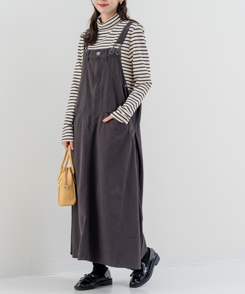 refinedworks（リファインドワークス）の「【refinedworks】秋カラー が魅力的な サロペットスカート！（サロペット/オーバーオール・レディース・ベージュ/カーキ/チャコールグレー・FREE）」の5枚目の写真