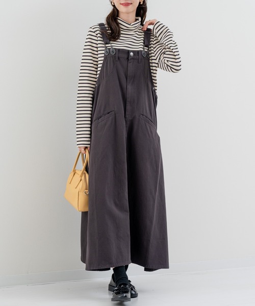 refinedworks（リファインドワークス）の「【refinedworks】秋カラー が魅力的な サロペットスカート！（サロペット/オーバーオール・レディース・ベージュ/カーキ/チャコールグレー・FREE）」の7枚目の写真