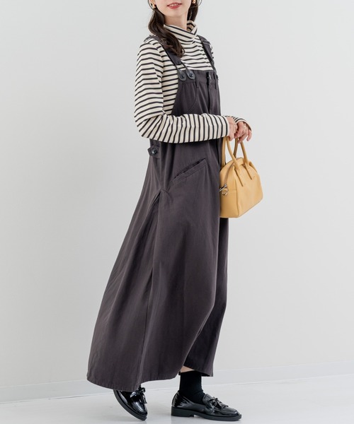 refinedworks（リファインドワークス）の「【refinedworks】秋カラー が魅力的な サロペットスカート！（サロペット/オーバーオール・レディース・ベージュ/カーキ/チャコールグレー・FREE）」の9枚目の写真