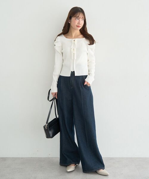 earth music&ecology(アースミュージックアンドエコロジー)の「レイヤード風ギャザーショルダーリブニット(ニット/セーター・レディース・アイボリー/ブラック/ブラウン・FREE)」の22枚目の写真