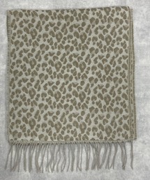 Fizz（フィズ）の「レオパード柄ジャガード織りフリンジストール（ストール/ショール）」