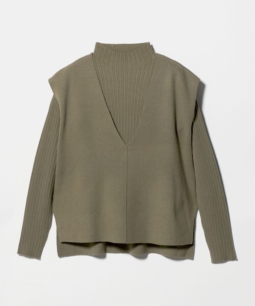 A DAY IN THE LIFE UNITED ARROWS(アデイインザライフユナイテッドアローズ)の「ベスト+ハイネックニット ‐ウォッシャブル‐<A DAY IN THE LIFE>(ニット/セーター・レディース・オリーブ/ナチュラル/グレー系/ネイビー・FREE)」の4枚目の写真