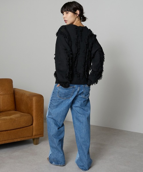 SOTT(ソット)の「Fringe 2way Cardigan / フリンジ2WAYカーディガン(カーディガン/ボレロ・レディース・アイボリー/ブラック・FREE)」の3枚目の写真