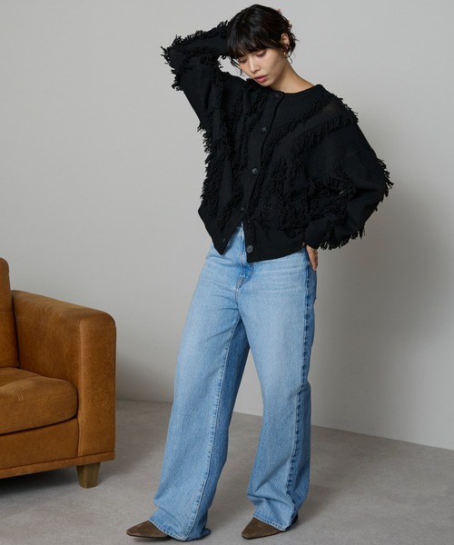 SOTT(ソット)の「Fringe 2way Cardigan / フリンジ2WAYカーディガン(カーディガン/ボレロ・レディース・アイボリー/ブラック・FREE)」の4枚目の写真