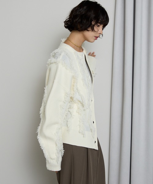 SOTT(ソット)の「Fringe 2way Cardigan / フリンジ2WAYカーディガン(カーディガン/ボレロ・レディース・アイボリー/ブラック・FREE)」の12枚目の写真