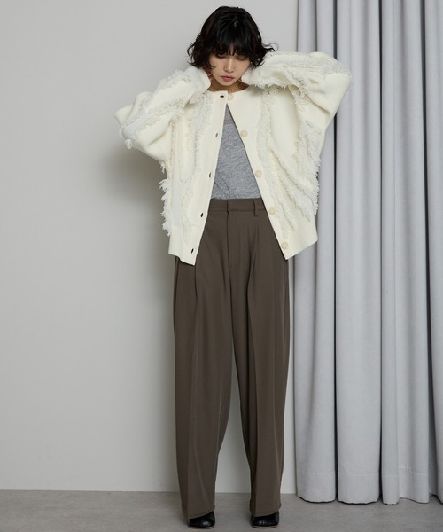 SOTT(ソット)の「Fringe 2way Cardigan / フリンジ2WAYカーディガン(カーディガン/ボレロ・レディース・アイボリー/ブラック・FREE)」の13枚目の写真