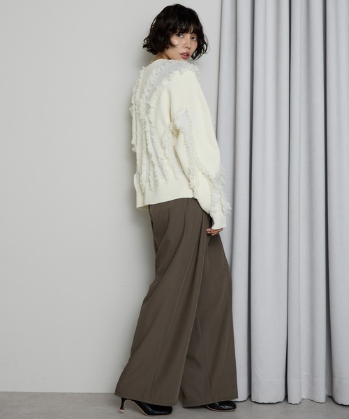SOTT(ソット)の「Fringe 2way Cardigan / フリンジ2WAYカーディガン(カーディガン/ボレロ・レディース・アイボリー/ブラック・FREE)」の15枚目の写真