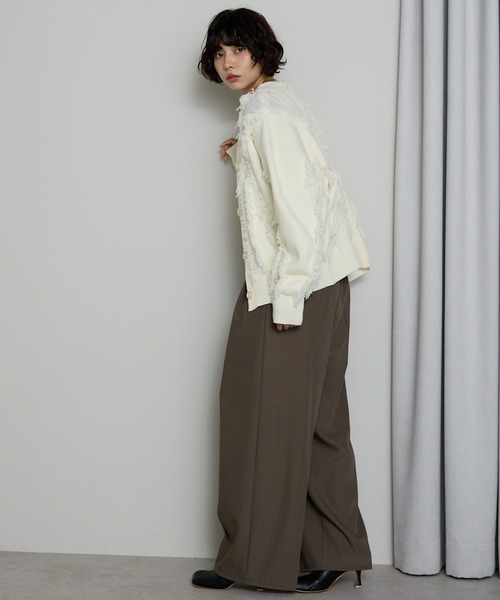 SOTT(ソット)の「Fringe 2way Cardigan / フリンジ2WAYカーディガン(カーディガン/ボレロ・レディース・アイボリー/ブラック・FREE)」の19枚目の写真