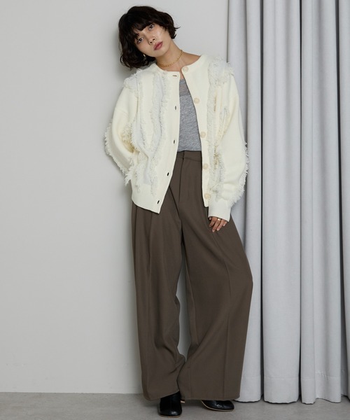 SOTT(ソット)の「Fringe 2way Cardigan / フリンジ2WAYカーディガン(カーディガン/ボレロ・レディース・アイボリー/ブラック・FREE)」の20枚目の写真
