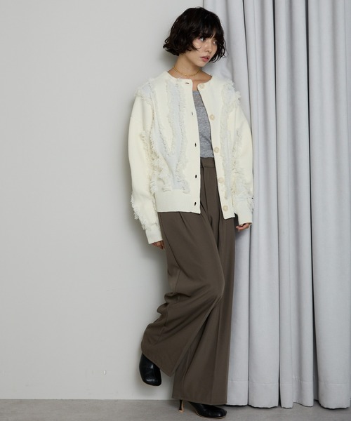 SOTT(ソット)の「Fringe 2way Cardigan / フリンジ2WAYカーディガン(カーディガン/ボレロ・レディース・アイボリー/ブラック・FREE)」の21枚目の写真