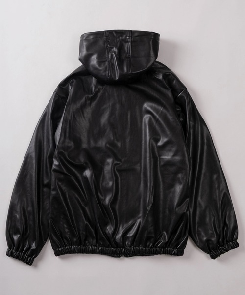セール】【83】フェイクレザー ジップ フードブルゾン（ブルゾン