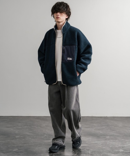 FIRST DOWN ファーストダウン BOA FLEECE JKT ロゴ刺繍タンブリング