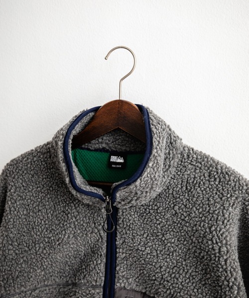 FIRST DOWN（ファーストダウン）の「FIRST DOWN ファーストダウン BOA FLEECE JKT ロゴ刺繍タンブリングボアフリースジャケット F942021（ブルゾン・メンズ・ネイビー/パープル/ベージュ/セージグリーン/グレー/ブラック・S/M/L/XL）」の13枚目の写真