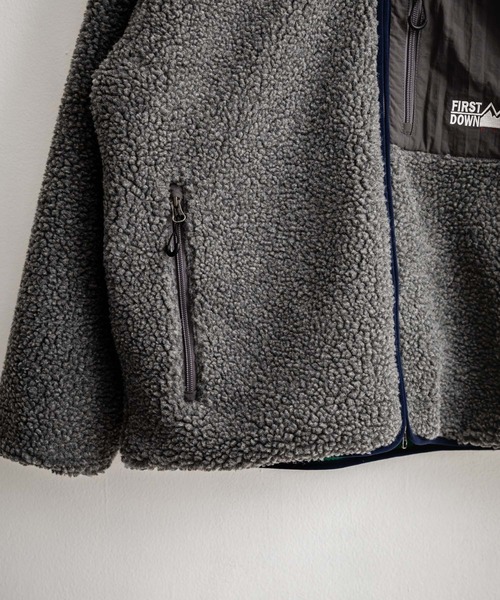 FIRST DOWN（ファーストダウン）の「FIRST DOWN ファーストダウン BOA FLEECE JKT ロゴ刺繍タンブリングボアフリースジャケット F942021（ブルゾン・メンズ・ネイビー/パープル/ベージュ/セージグリーン/グレー/ブラック・S/M/L/XL）」の15枚目の写真