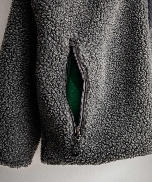 FIRST DOWN（ファーストダウン）の「FIRST DOWN ファーストダウン BOA FLEECE JKT ロゴ刺繍タンブリングボアフリースジャケット F942021（ブルゾン・メンズ・ネイビー/パープル/ベージュ/セージグリーン/グレー/ブラック・S/M/L/XL）」の16枚目の写真