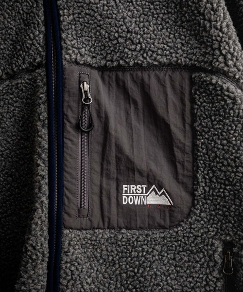 FIRST DOWN（ファーストダウン）の「FIRST DOWN ファーストダウン BOA FLEECE JKT ロゴ刺繍タンブリングボアフリースジャケット F942021（ブルゾン・メンズ・ネイビー/パープル/ベージュ/セージグリーン/グレー/ブラック・S/M/L/XL）」の17枚目の写真