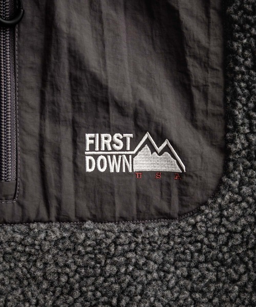 FIRST DOWN（ファーストダウン）の「FIRST DOWN ファーストダウン BOA FLEECE JKT ロゴ刺繍タンブリングボアフリースジャケット F942021（ブルゾン・メンズ・ネイビー/パープル/ベージュ/セージグリーン/グレー/ブラック・S/M/L/XL）」の18枚目の写真
