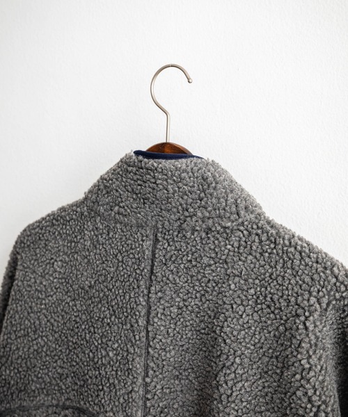 FIRST DOWN（ファーストダウン）の「FIRST DOWN ファーストダウン BOA FLEECE JKT ロゴ刺繍タンブリングボアフリースジャケット F942021（ブルゾン・メンズ・ネイビー/パープル/ベージュ/セージグリーン/グレー/ブラック・S/M/L/XL）」の21枚目の写真