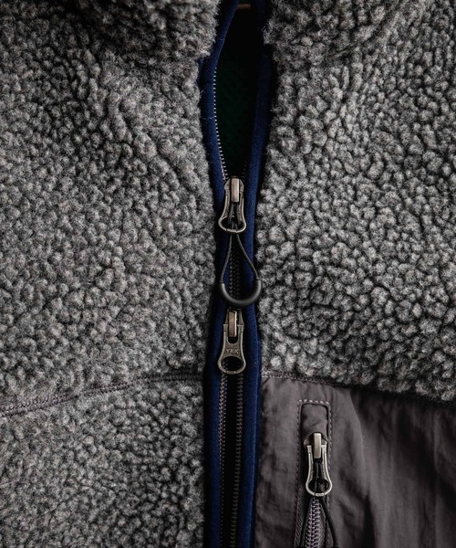 FIRST DOWN（ファーストダウン）の「FIRST DOWN ファーストダウン BOA FLEECE JKT ロゴ刺繍タンブリングボアフリースジャケット F942021（ブルゾン・メンズ・ネイビー/パープル/ベージュ/セージグリーン/グレー/ブラック・S/M/L/XL）」の22枚目の写真