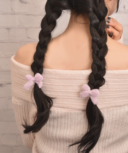 Mayree(メイリー)の「【float】ニット ミニリボン パステル カラー ヘアクリップ【2個セット】(バレッタ/ヘアクリップ・レディース・オフホワイト/パープル/ピンク/ブルー・FREE)」の2枚目の写真