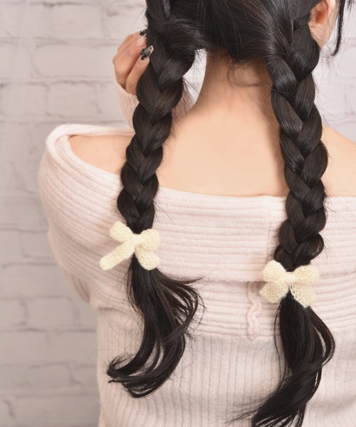 Mayree(メイリー)の「【float】ニット ミニリボン パステル カラー ヘアクリップ【2個セット】(バレッタ/ヘアクリップ・レディース・オフホワイト/パープル/ピンク/ブルー・FREE)」の3枚目の写真