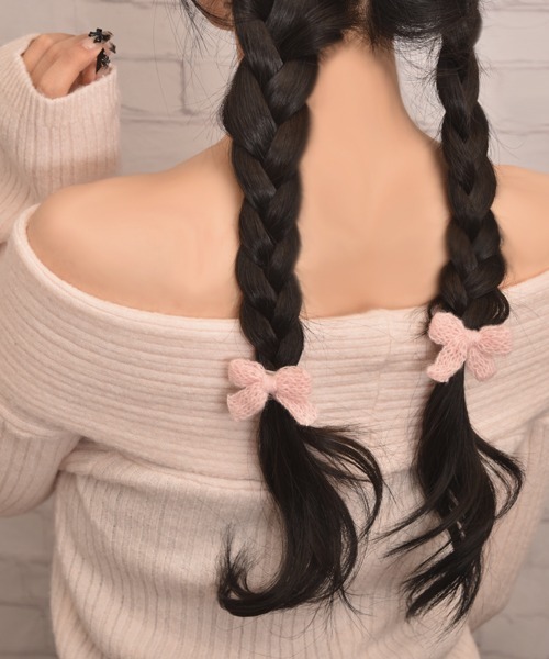 Mayree(メイリー)の「【float】ニット ミニリボン パステル カラー ヘアクリップ【2個セット】(バレッタ/ヘアクリップ・レディース・オフホワイト/パープル/ピンク/ブルー・FREE)」の4枚目の写真