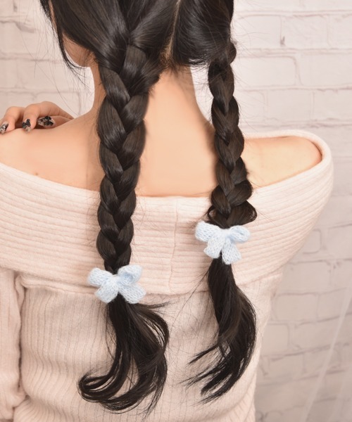 Mayree(メイリー)の「【float】ニット ミニリボン パステル カラー ヘアクリップ【2個セット】(バレッタ/ヘアクリップ・レディース・オフホワイト/パープル/ピンク/ブルー・FREE)」の1枚目の写真