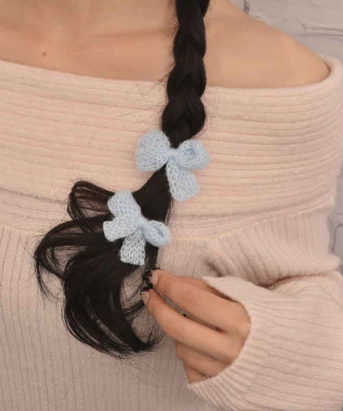 Mayree(メイリー)の「【float】ニット ミニリボン パステル カラー ヘアクリップ【2個セット】(バレッタ/ヘアクリップ・レディース・オフホワイト/パープル/ピンク/ブルー・FREE)」の9枚目の写真