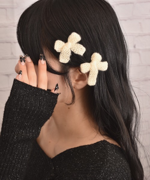 Mayree(メイリー)の「【float】ニット ミニリボン パステル カラー ヘアクリップ【2個セット】(バレッタ/ヘアクリップ・レディース・オフホワイト/パープル/ピンク/ブルー・FREE)」の6枚目の写真