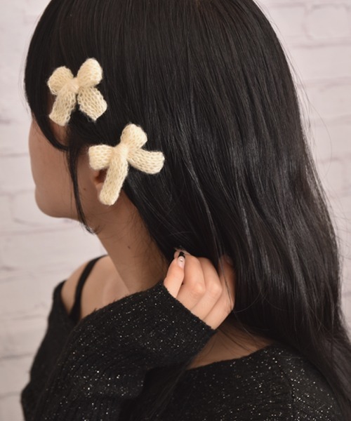 Mayree(メイリー)の「【float】ニット ミニリボン パステル カラー ヘアクリップ【2個セット】(バレッタ/ヘアクリップ・レディース・オフホワイト/パープル/ピンク/ブルー・FREE)」の7枚目の写真
