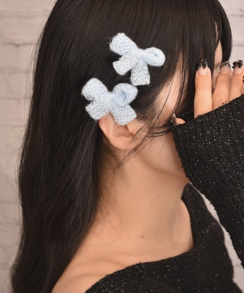 Mayree(メイリー)の「【float】ニット ミニリボン パステル カラー ヘアクリップ【2個セット】(バレッタ/ヘアクリップ・レディース・オフホワイト/パープル/ピンク/ブルー・FREE)」の10枚目の写真