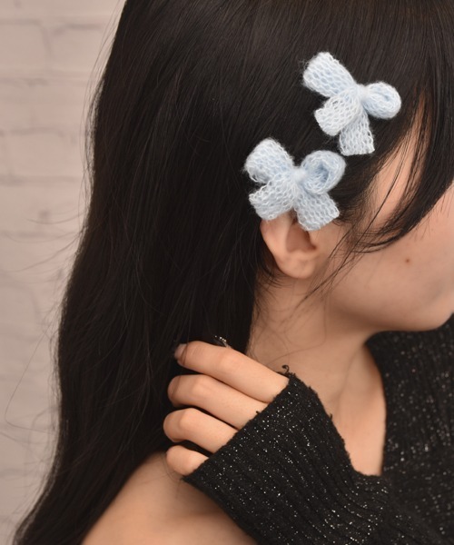 Mayree(メイリー)の「【float】ニット ミニリボン パステル カラー ヘアクリップ【2個セット】(バレッタ/ヘアクリップ・レディース・オフホワイト/パープル/ピンク/ブルー・FREE)」の11枚目の写真