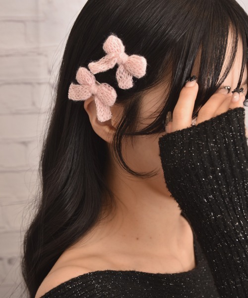 Mayree(メイリー)の「【float】ニット ミニリボン パステル カラー ヘアクリップ【2個セット】(バレッタ/ヘアクリップ・レディース・オフホワイト/パープル/ピンク/ブルー・FREE)」の14枚目の写真