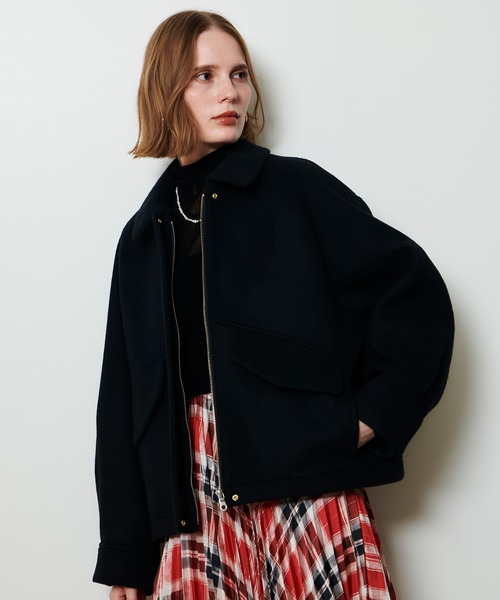 allureville（アルアバイル）の「ウールモッサステンカラーブルゾン（ブルゾン・レディース・ブラック/モカ・2）」の3枚目の写真