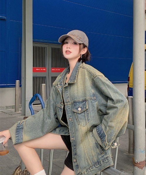 Ritzy(リッツィー)の「ヴィンテージ調のダークデニムジャケット(デニムジャケット・レディース・ブルー・M/L)」の14枚目の写真