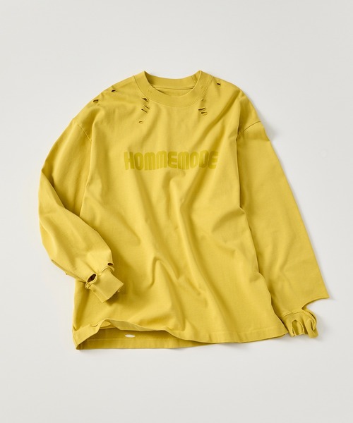 ILL'S(イルズ)の「ダメージ加工 ヘビーウェイトプリントT(Tシャツ/カットソー・メンズ・ホワイト/ブラック/イエロー・L/M)」の4枚目の写真