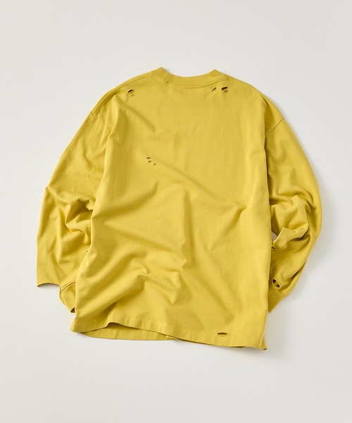ILL'S(イルズ)の「ダメージ加工 ヘビーウェイトプリントT(Tシャツ/カットソー・メンズ・ホワイト/ブラック/イエロー・L/M)」の5枚目の写真