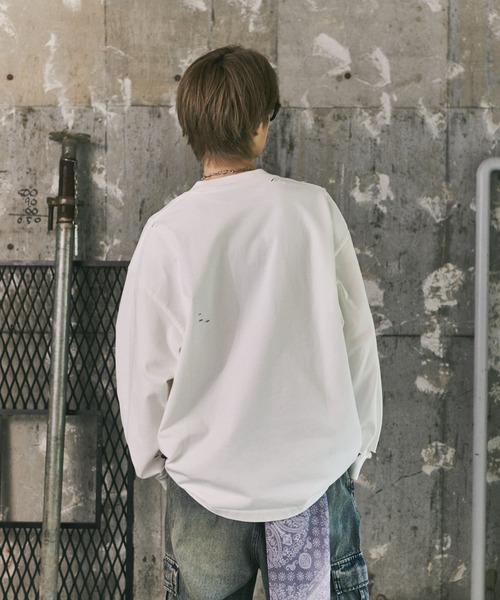 ILL'S(イルズ)の「ダメージ加工 ヘビーウェイトプリントT(Tシャツ/カットソー・メンズ・ホワイト/ブラック/イエロー・L/M)」の22枚目の写真