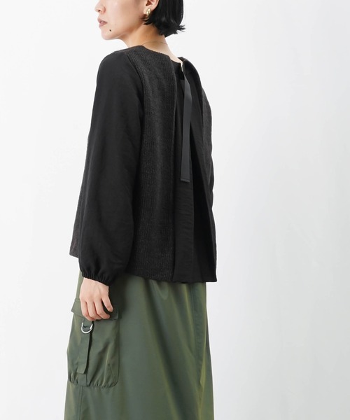 LUCA/LADY LUCK LUCA(ルカ/レディラックルカ)の「LC/LLL バックテープ付ニットソー(Tシャツ/カットソー・レディース・オフホワイト/チャコールグレー・FREE)」の2枚目の写真