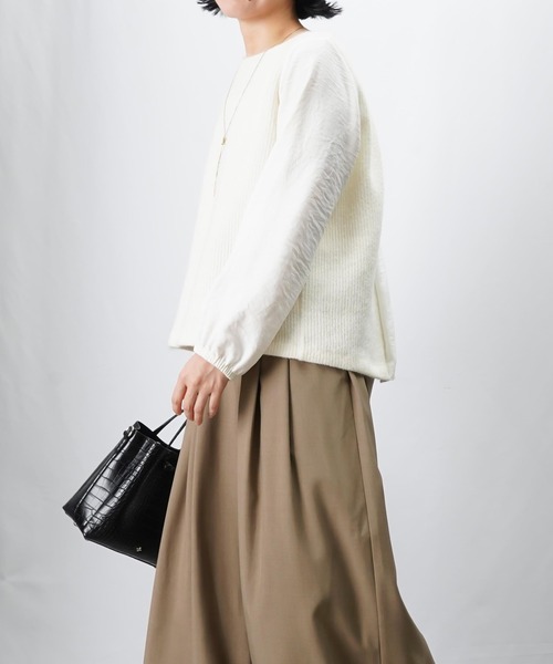 LUCA/LADY LUCK LUCA(ルカ/レディラックルカ)の「LC/LLL バックテープ付ニットソー(Tシャツ/カットソー・レディース・オフホワイト/チャコールグレー・FREE)」の14枚目の写真