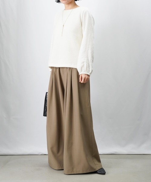 LUCA/LADY LUCK LUCA(ルカ/レディラックルカ)の「LC/LLL バックテープ付ニットソー(Tシャツ/カットソー・レディース・オフホワイト/チャコールグレー・FREE)」の13枚目の写真